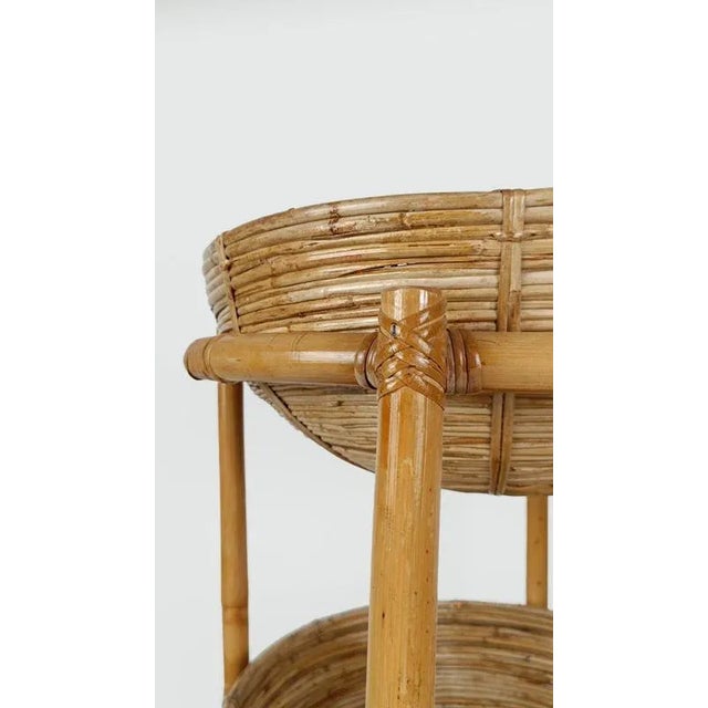Two-Tier Plant Stand in Bamboo, Cane & Rattan in the style of Vivai Del Sud Style, Italy, 1960s For Sale - Image 3 of 16