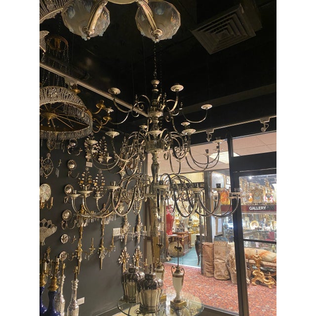 English 1930’s English Silver Plated Chandelier For Sale - Image 3 of 9