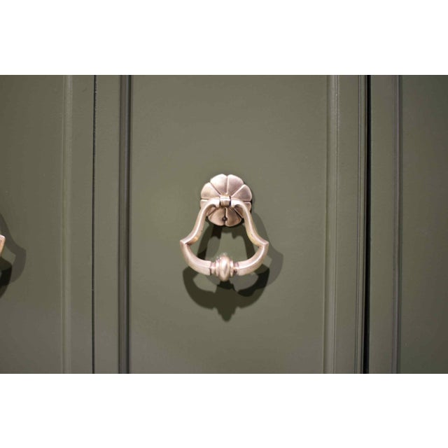 Mid Century Hollywood Regency Sideboard by Mount Airy in Green - Newly Painted For Sale - Image 12 of 16