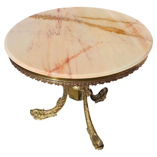 Vintage French Marble and Brass Coffee Table, 1969 For Sale - Image 15 of 15