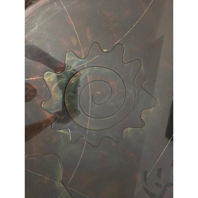 Metal 1990s 60 Inch Laser Etched Southwestern Dining Table For Sale - Image 7 of 9