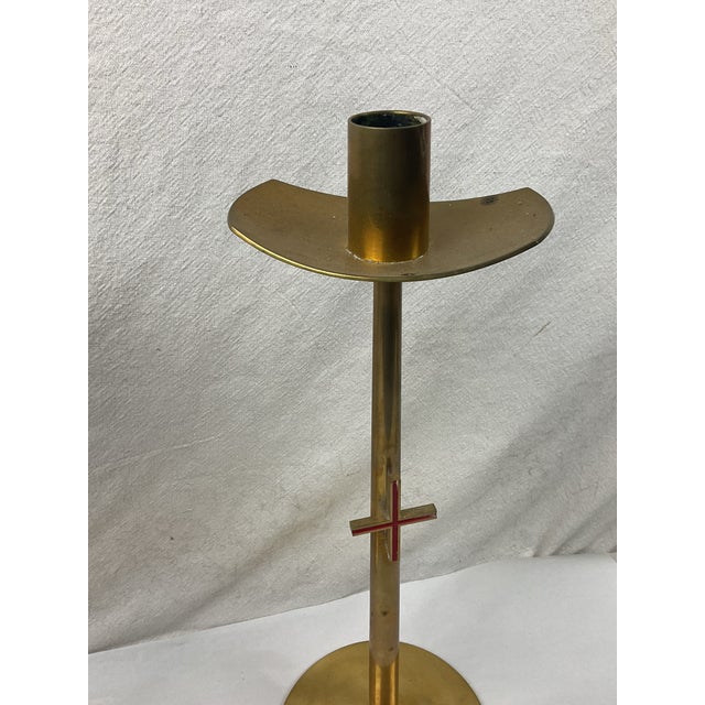 Paint Mid Century, Solid, Brass, Modernist Candleholders, in the Style of Tommi Parzinger For Sale - Image 7 of 12