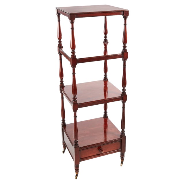 Antique Mahogany Free Standing Four-Tier Shelf For Sale