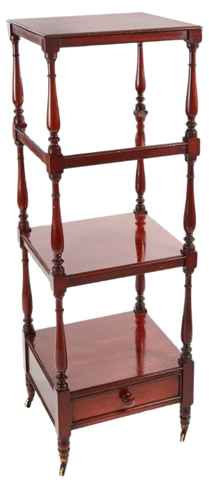 Antique Mahogany Free Standing Four-Tier Shelf