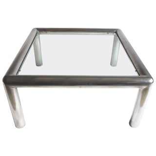 Aluminum and Glass "Tubo" Coffee Table by John Mascheroni For Sale