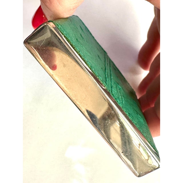 Contemporary Vintage 1980s Sir Rondo's Teal Green Ostrich Leather Small Pocket Flask Bottle For Sale - Image 3 of 9