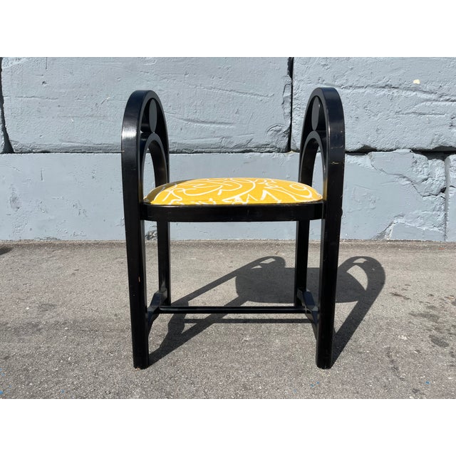 Black 1930s Pair of Original Art Deco Stools, Ottoman, Wood, Black, Yellow For Sale - Image 8 of 16
