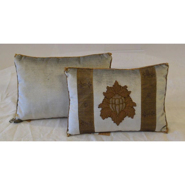 Contemporary Embroidery Pillow with Antique Trim For Sale - Image 4 of 4