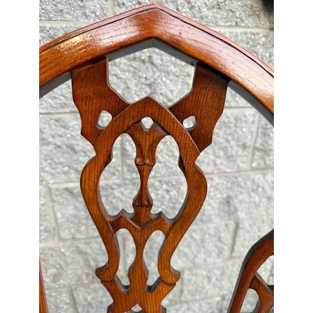 Vintage Gothic Strawberry Hill Windsor Steeple Back Dining Chairs For Sale - Image 4 of 11
