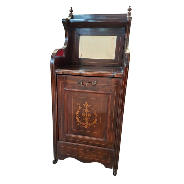 Antique Victorian Purdonium Coal Cabinet with Mirror, 1890s For Sale - Image 3 of 18