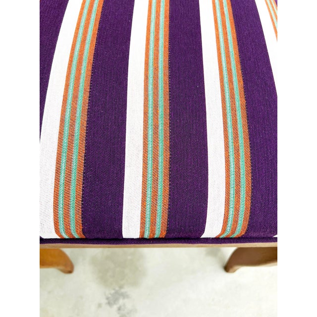 Aqua Striped Fabric Chairs, 1950s, Set of 6 For Sale - Image 8 of 16