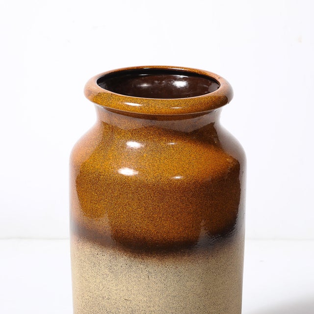 Saffron Mid-Century Ochre & Saffron Glazed Ceramic Umbrella Stand With Umber Detailing For Sale - Image 8 of 10