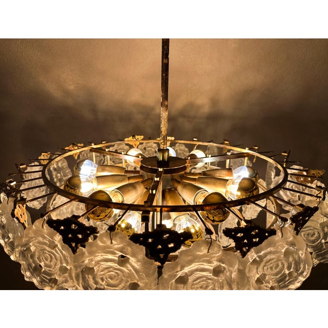 1970s Vintage Ice Glass Chandelier from Kinkeldey For Sale - Image 5 of 16