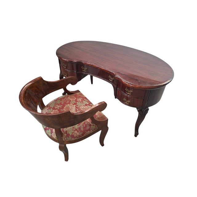 Brown Bean-Shaped Desk and Tub Chair, 1960s, Set of 2 For Sale - Image 8 of 13