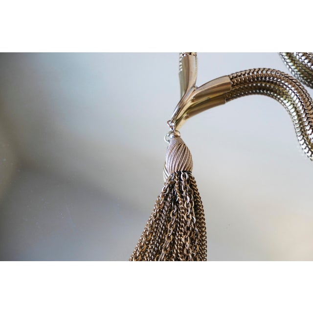 Vintage 1970s Snake Chain Tassel Choker Necklace, Gold-Tone Choker For Sale - Image 9 of 13