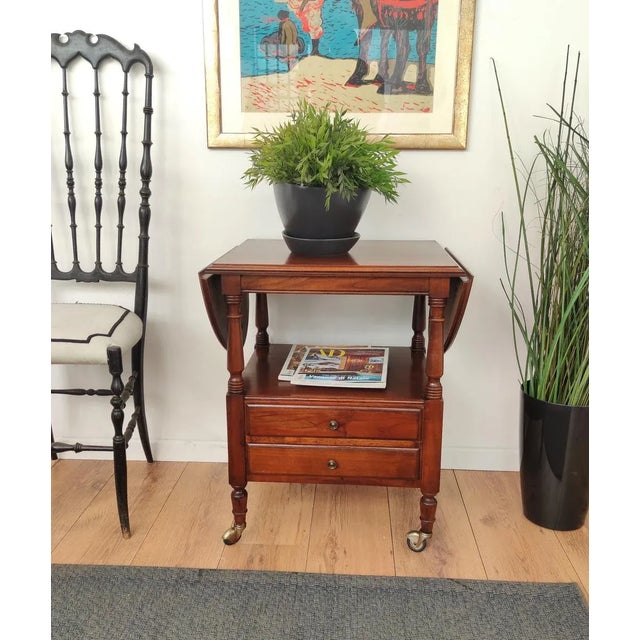 French Louis XIII Style Walnut Two-Tier Folding Side Table For Sale - Image 3 of 10