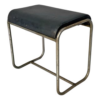 Italian Art Deco Stool in Metal and Faux Leather, 1930s For Sale