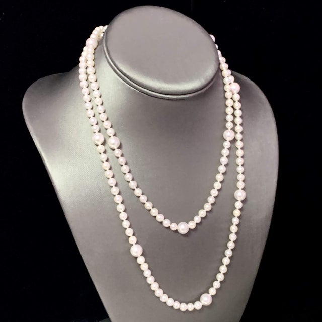 White Akoya Pearl Necklace 14k Yellow Gold 37.25" 8.5 mm Certified For Sale - Image 8 of 14