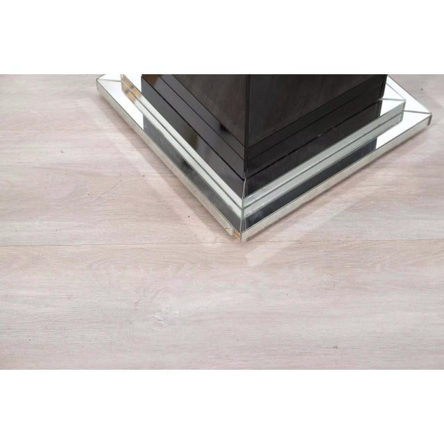 Postmodern Pair of Black and Chrome Mirrored Post Modern Pedestals For Sale - Image 3 of 5