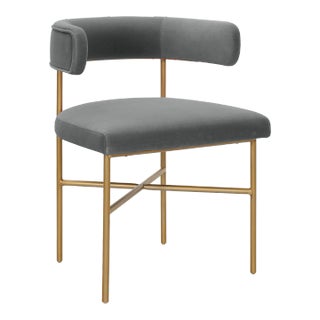 Kim Grey Performance Velvet Chair For Sale