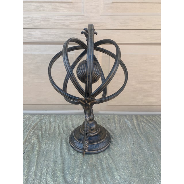 Vintage French Country Iron Garden Armillary Sundial, Classic English Garden Decor For Sale - Image 10 of 10