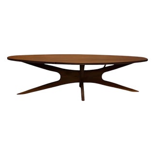 Sculptural Mid Century Modern Solid Walnut Coffee Table For Sale