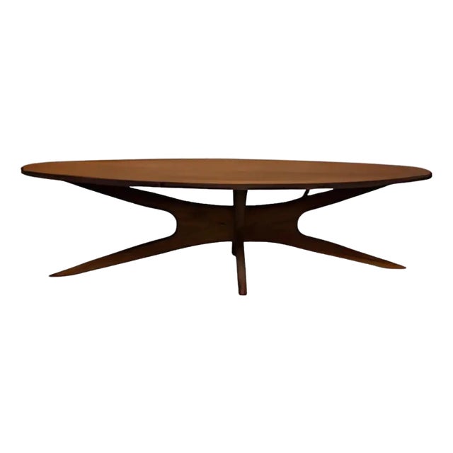 Sculptural Mid Century Modern Solid Walnut Coffee Table For Sale