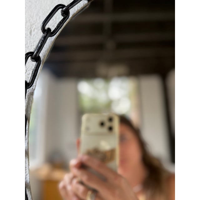 Oval Brutalist Chain Mirror, 1950 For Sale - Image 13 of 18
