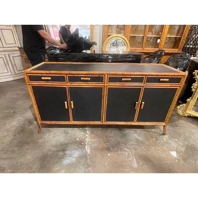 Vintage Italian Black Rattan Sideboard For Sale - Image 4 of 8