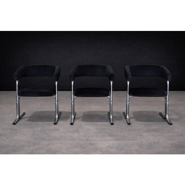 Set of Five Armchairs in Chrome and Black Fabric, Pozza Moveis, 1960s - Lot 165A For Sale - Image 9 of 17