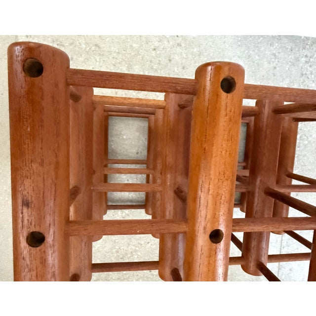 Vintage Mid-Century Modern Teak Wood Adjustable Wine Rack Holds 12 Bottles in the Style of Nissen Langaa of Denmark For Sale In San Antonio - Image 6 of 12