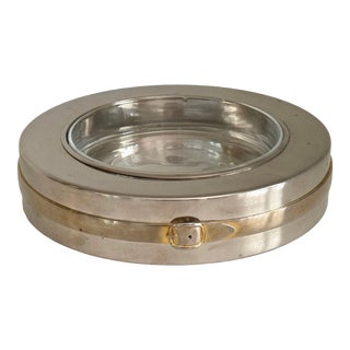 Vintage Gucci Chrome and Brass Monumental Ashtray For Sale