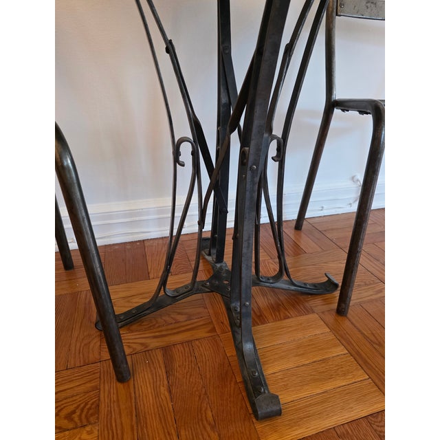 Metal Vintage French Industrial Bistro Table & Chairs For Sale - Image 7 of 13