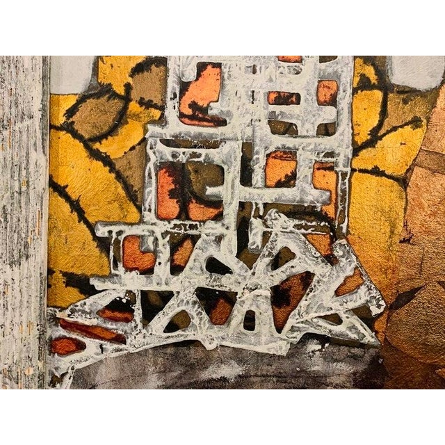 Contemporary Andrea Stella "The Way of Love and Color" Gold Leaf Oil Mixed Media Painting, Figurative, Italian Contemporary Art, 2010 For Sale - Image 3 of 9