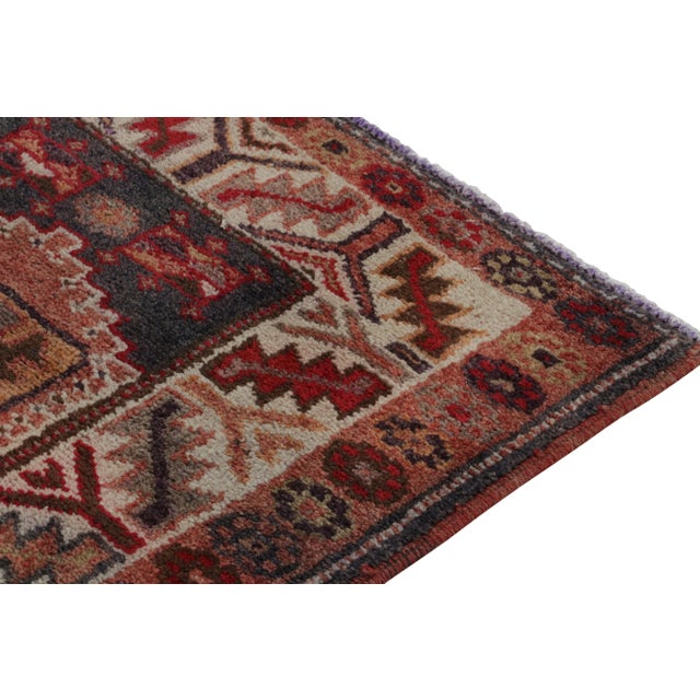 1950s Vintage Turkish Tribal Runner in Red With Colorful Geometric Patterns For Sale - Image 5 of 7
