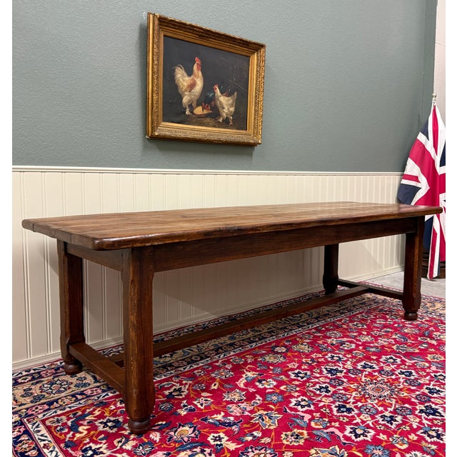 Brown Antique French Country Farmhouse Dining Table Honey Oak 98"w C. Late 19thC For Sale - Image 8 of 18