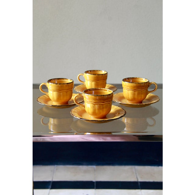 1970s Vintage Amber Cups and Saucers from Pagnossin, 1970s, Set of 4 For Sale - Image 5 of 11
