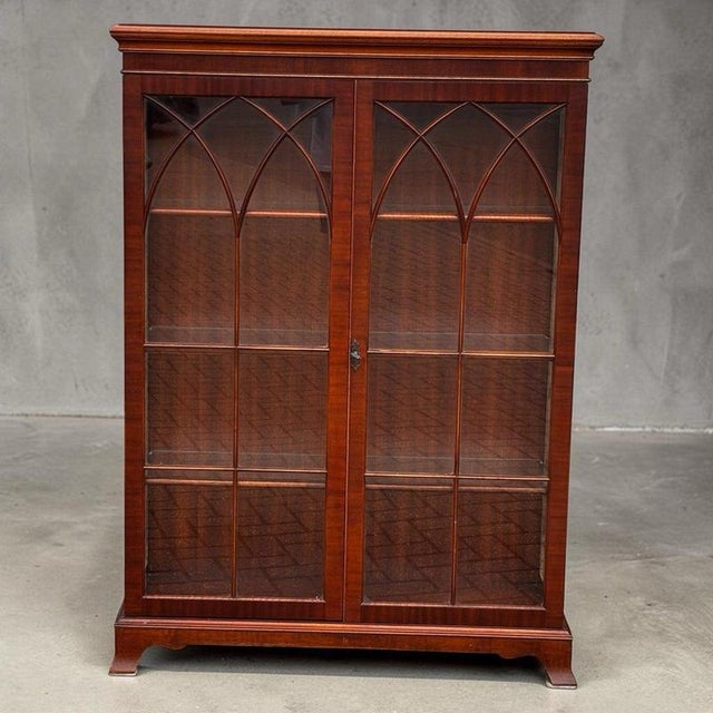 Brown Display Cabinet with Astragal Glazed Doors and Glass Shelves For Sale - Image 8 of 8