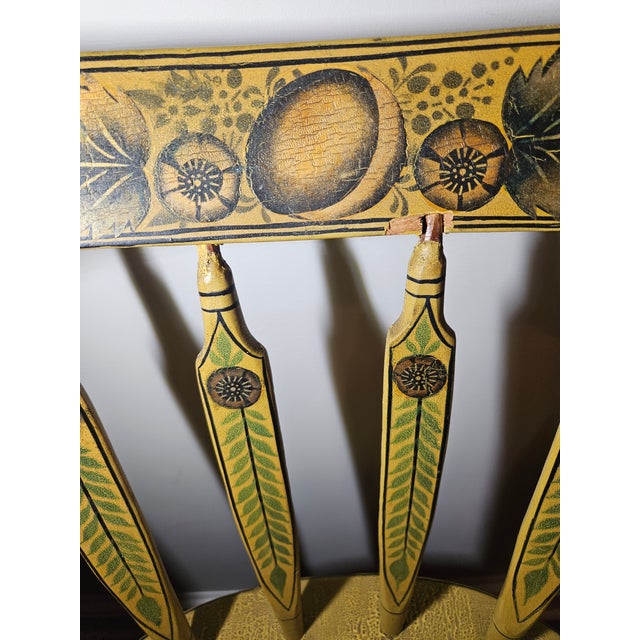 Hitchcock Rare 19th Century Ochre Painted Comb Back Windsor For Sale - Image 4 of 10