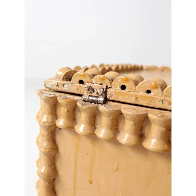 Wood Antique Folk Art Spool Trunk For Sale - Image 7 of 12