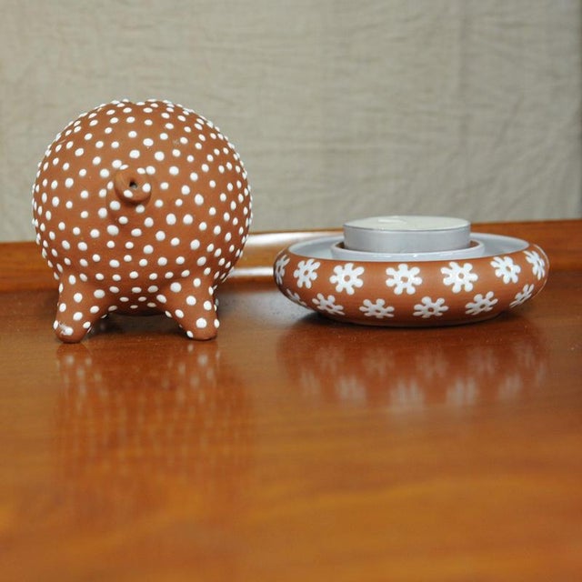 Piggy Bank and Candleholder attributed to Zeuthen Ceramic Workshop, Copenhagen, Denmark, 1960s, Set of 2 For Sale - Image 6 of 13