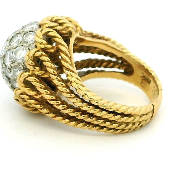 Metal Hammerman Brothers 18k Gold Diamond Bombé Cocktail Ring For Sale - Image 7 of 16