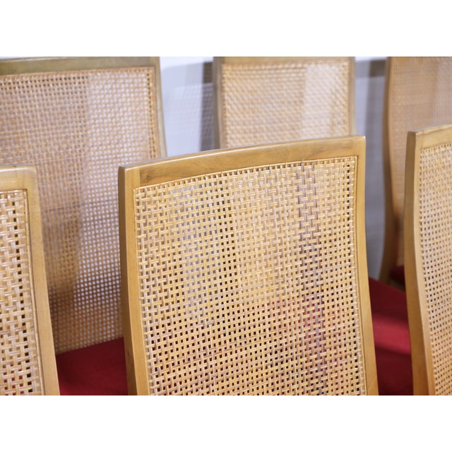 Mid-Century Modern Walnut Wicker Dining Chairs by Dillingham, 1960s, Set of 8 For Sale - Image 10 of 13