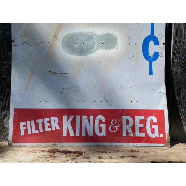 Red Large Metal Tobacco Sign -- Large Metal Sign -- Cigarette Metal Sign - Large Cigarette Metal Sign - Vintage Advertisement - Texas Metal Sign For Sale - Image 8 of 11