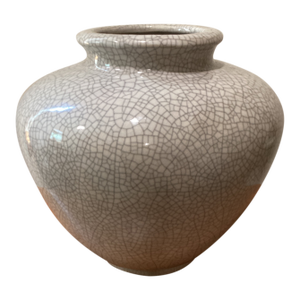 Mid 20th Century Handmade Studio Pottery Large Ceramic Bulbous Vase With Crackle Glaze