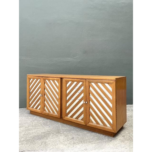 Wood Vintage Bassett Chevron Mirrored Dresser For Sale - Image 7 of 12