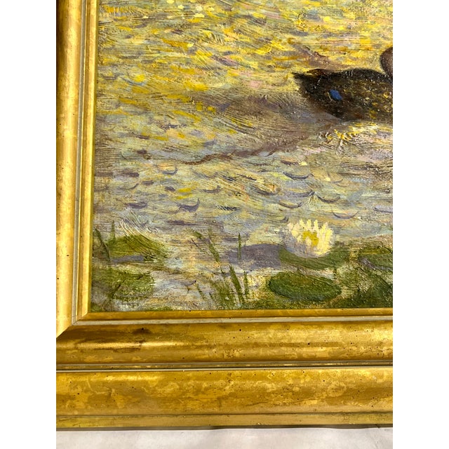 Vintage Impressionist Coastal Landscape Painting With Ducks, Signed & Framed For Sale - Image 14 of 18