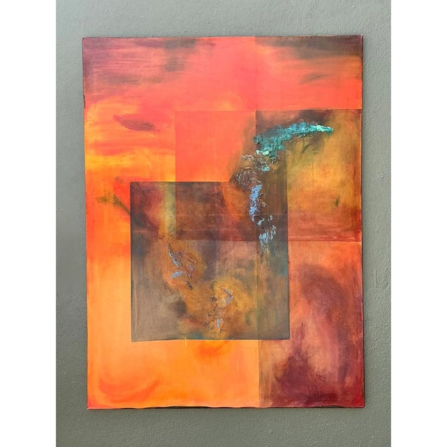 Wood Vintage Abstract Expressionist Oil Painting on Canvas For Sale - Image 7 of 13