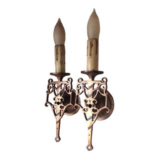 Antique Bronze Wall Sconces, Elegant Art Deco Lighting, Home Decor For Sale