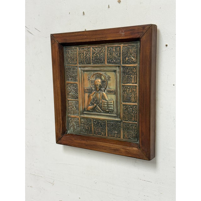 Religious 19th Century Russian Imperial Christian Brass Icon Jesus Christ Gold Mather Saints For Sale - Image 3 of 12